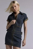 GUESS ORIGINALS Utility Zip Denim Mini Dress