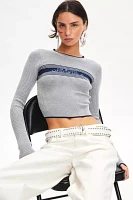 GUESS ORIGINALS Logo Jacquard Cropped Sweater