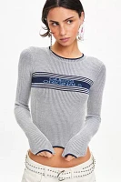 GUESS ORIGINALS Logo Jacquard Cropped Sweater