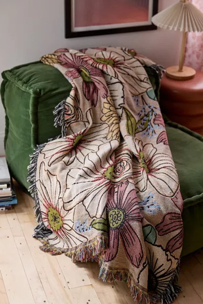 Calhoun & Co. Pastel Garden Tapestry Throw Blanket