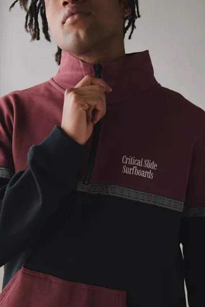 The Critical Slide Society Offset Rib Zip Mock Neck Sweatshirt