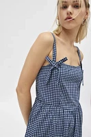 Motel Sloane Gingham Bow Detail Midi Dress