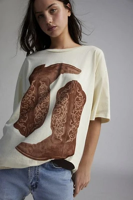 Photoreal Cowboy Boots Oversized Graphic T-Shirt Dress