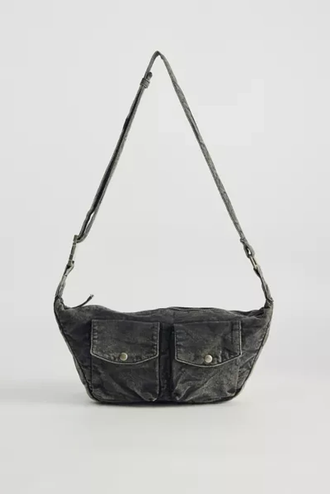 Multi-Pocket Denim Sling Bag