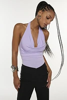 Silence + Noise Coyote Cowl Neck Knit Halter Top