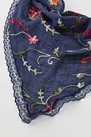 Embroidered Floral Headscarf