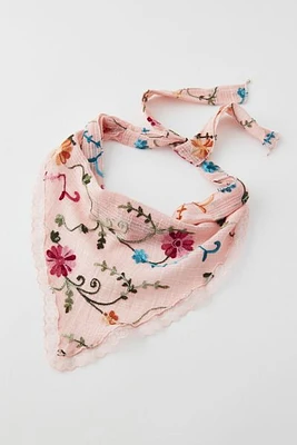 Embroidered Floral Headscarf