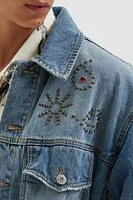 BDG Studded Relaxed Fit Denim Trucker Jacket