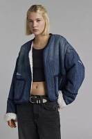 One Teaspoon Boys Club Blue Teddy Cropped Denim Jacket