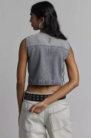 One Teaspoon Island Blue Cropped Denim Utility Vest