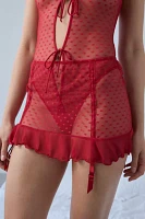 Only Hearts CouCou Lola Sheer Swiss Dot Mesh Garter Mini Skirt