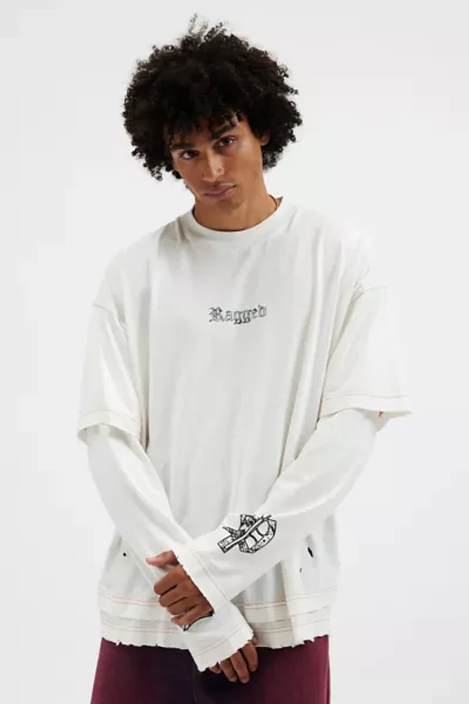 The Ragged Priest Desolate Logo Graphic Layered Long Sleeve Tee