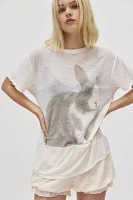 Kimchi Blue Bunny Graphic Burnout Boyfriend Tee