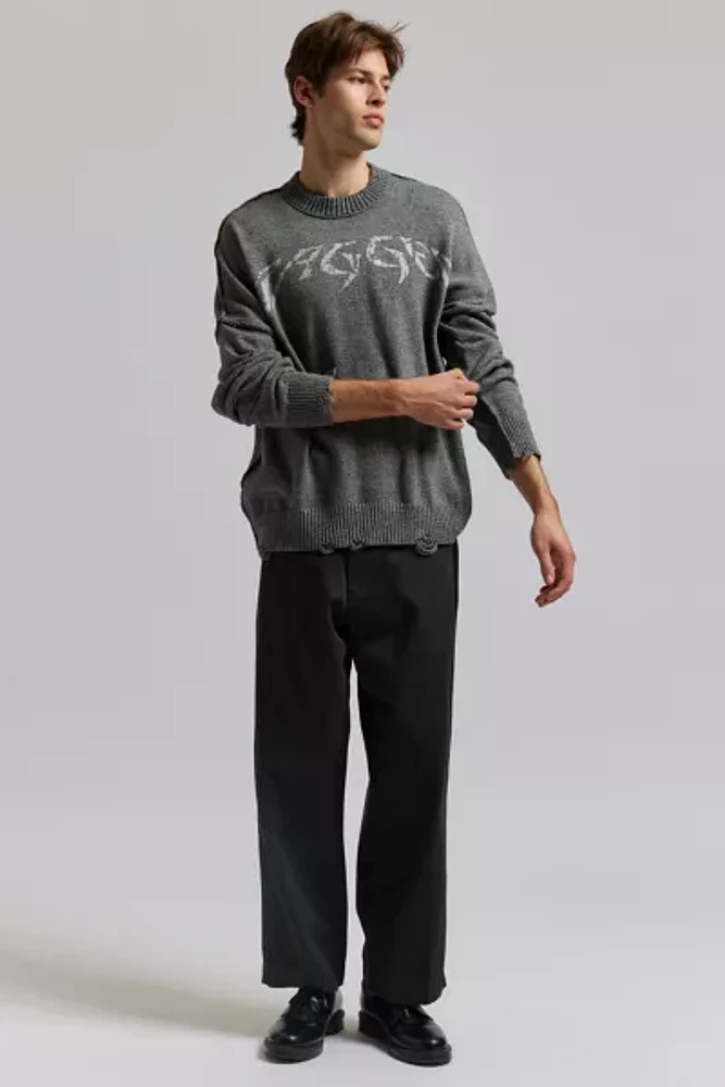 The Ragged Priest Direction Distressed Crew Neck Sweater