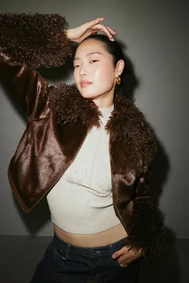 Silence + Noise Pony Faux Fur Cropped Jacket