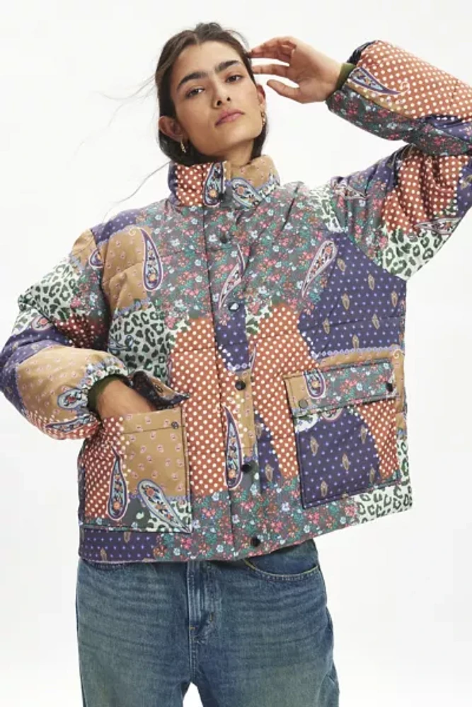 BDG Ola Patchwork Printed Puffer Jacket