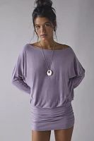 Silence + Noise Destin Dolman Off-The-Shoulder Mini Dress