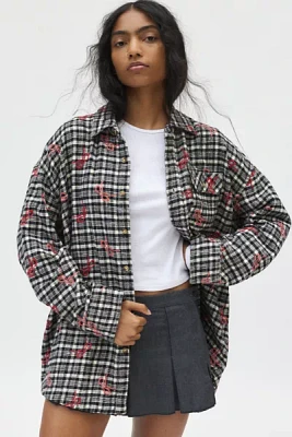 BDG Dani Embroidered Oversized Flannel Shirt