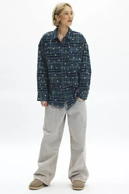 BDG Dani Embroidered Oversized Flannel Shirt