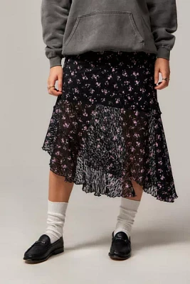 UO Asymmetric Lace Midi Skirt