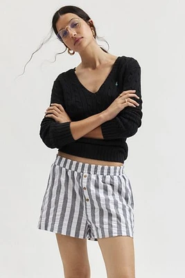 Urban Renewal Remnants Made LA Seersucker Wide Stripe Button Front Boxer Short