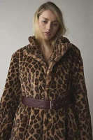 Hosbjerg Rina Leopard Print Faux Fur Coat