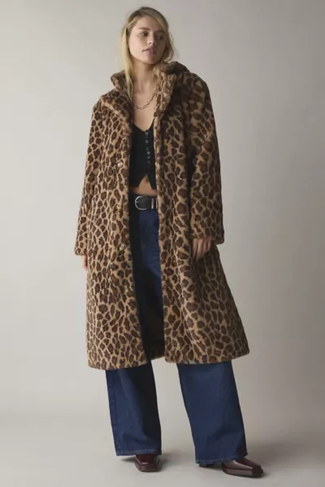 Hosbjerg Rina Leopard Print Faux Fur Coat