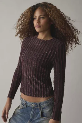 Hosbjerg Roberta Fringe Knit Long Sleeve Top