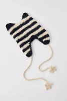 Striped Eyelash Ear Beanie