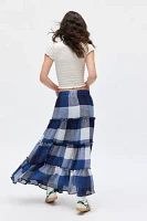 Urban Renewal Remnants Tiered Gingham Maxi Skirt