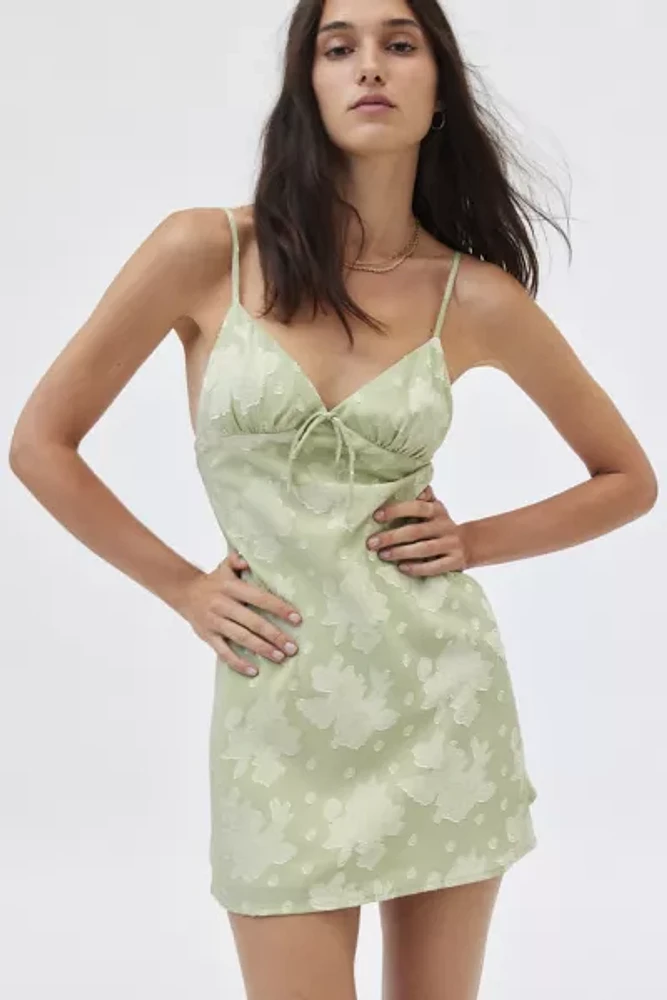 Kiss The Sky Petal Floral Satin Mini Dress