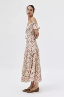 Kiss The Sky Rose Print Cold Shoulder Maxi Dress