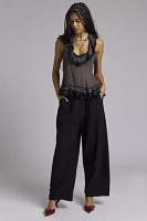 Ecote Lacey Sheer Ruffle Trim Halter Top