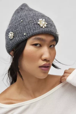 Pearl & Rhinestone Deco Cuff Beanie