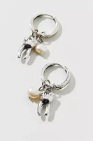 Tooth & Pearl Charm Hoop Earring