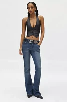 Silence + Noise Esme Cropped Coated Denim Halter Vest