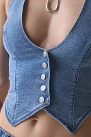 Silence + Noise Esme Cropped Denim Halter Vest Top