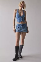Silence + Noise Esme Cropped Denim Halter Vest Top