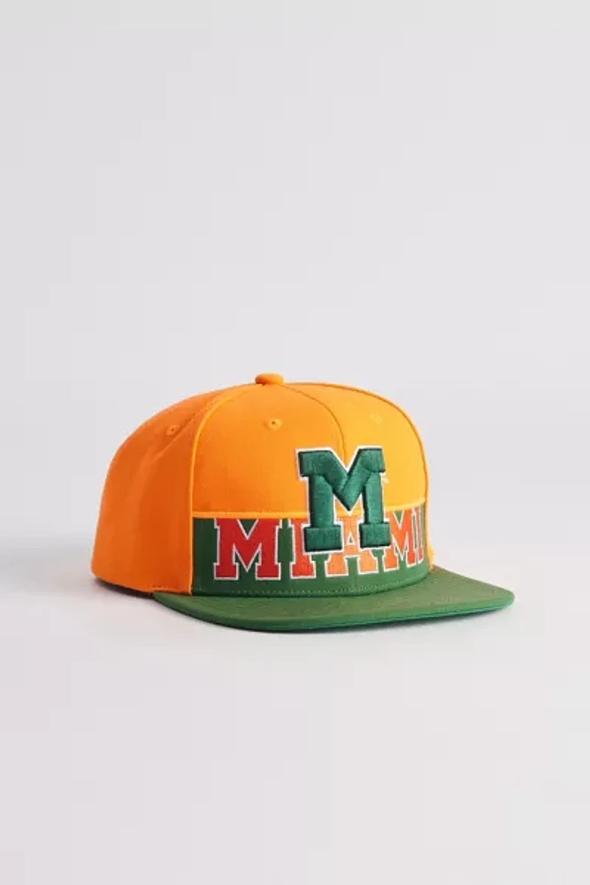 Mitchell & Ness NCAA University Of Miami Half N Half Snapback Hat