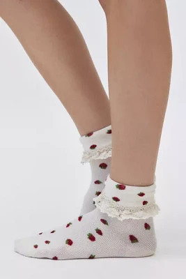 Strawberry Ruffle Foldover Sock