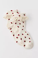 Strawberry Ruffle Foldover Sock