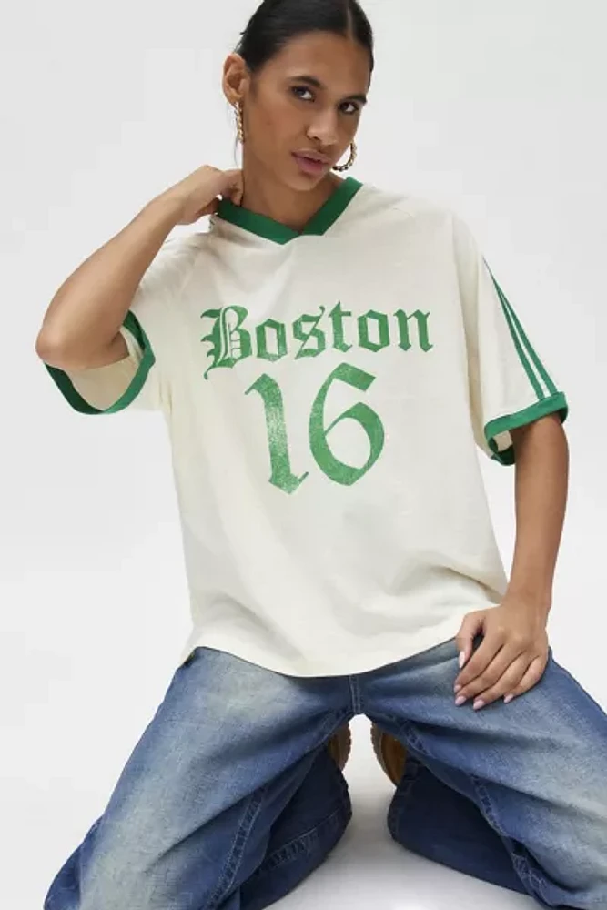 Boston Oversized V-Neck Graphic Tee