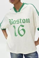 Boston Oversized V-Neck Graphic Tee