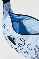 BAGGU Embroidered Ballet Icons Medium Nylon Crescent Bag