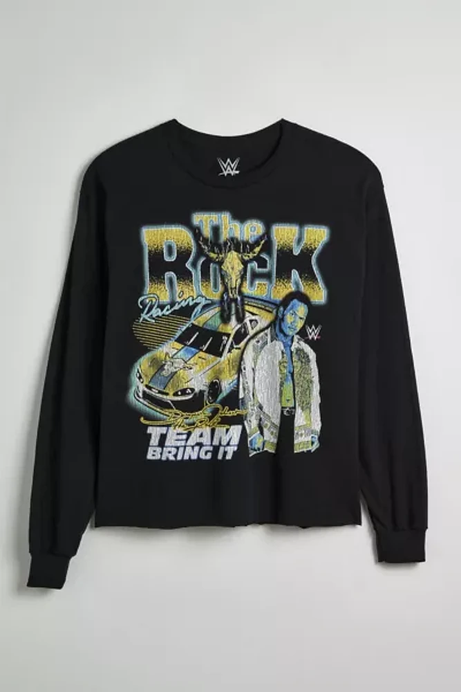 WWE The Rock Graphic Cropped Long Sleeve Tee