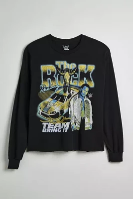 WWE The Rock Graphic Cropped Long Sleeve Tee