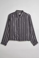 UO Shiny Striped Party Button-Down Shirt