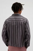 UO Shiny Striped Party Button-Down Shirt