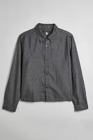 UO Shiny Solid Long Sleeve Button-Down Dress Shirt