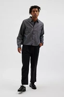 UO Shiny Solid Long Sleeve Button-Down Dress Shirt